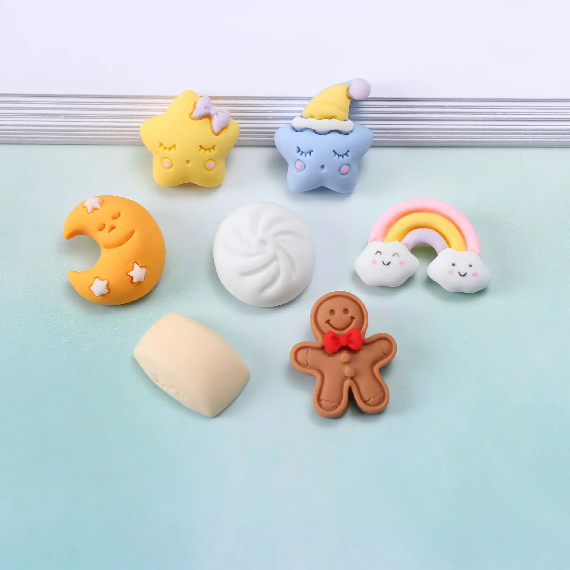 Wholesale Popular DIY Steamed Stuffed Buns Mantou Rainbow Cake Pendant Polymer Clay Charms For Hairpin Phone Decoration