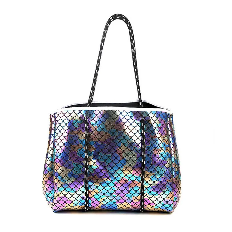 Custom Large capacity Neoprene waterproof Beach Tote bags Shopping Bag luxury Women handbag