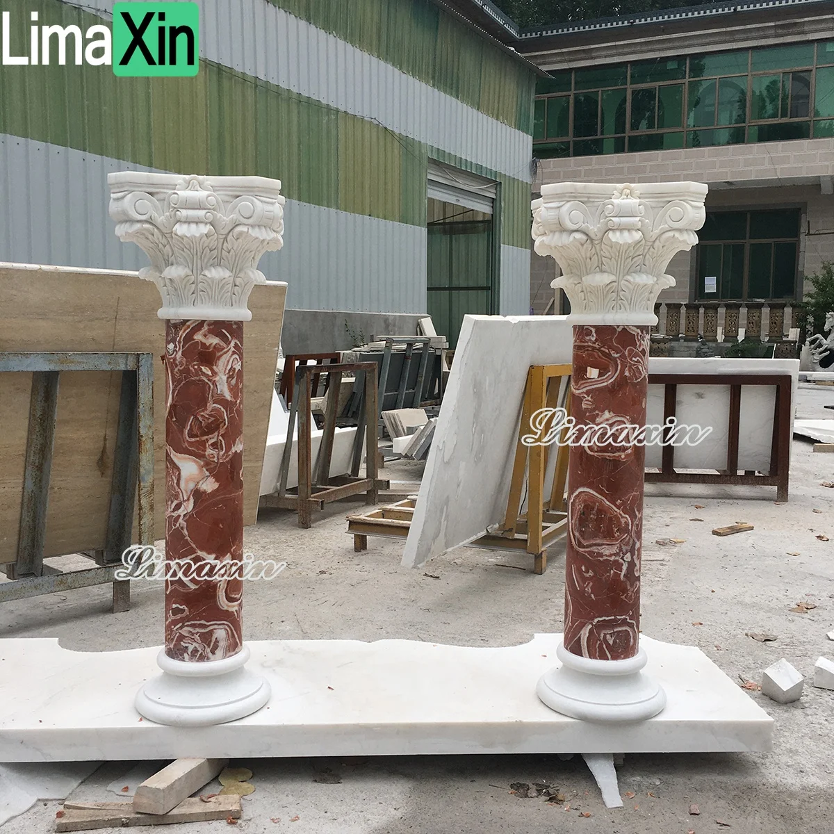 Mixed color luxury design interior decorative natural marble pillars Corinthian capital Roman stone columns