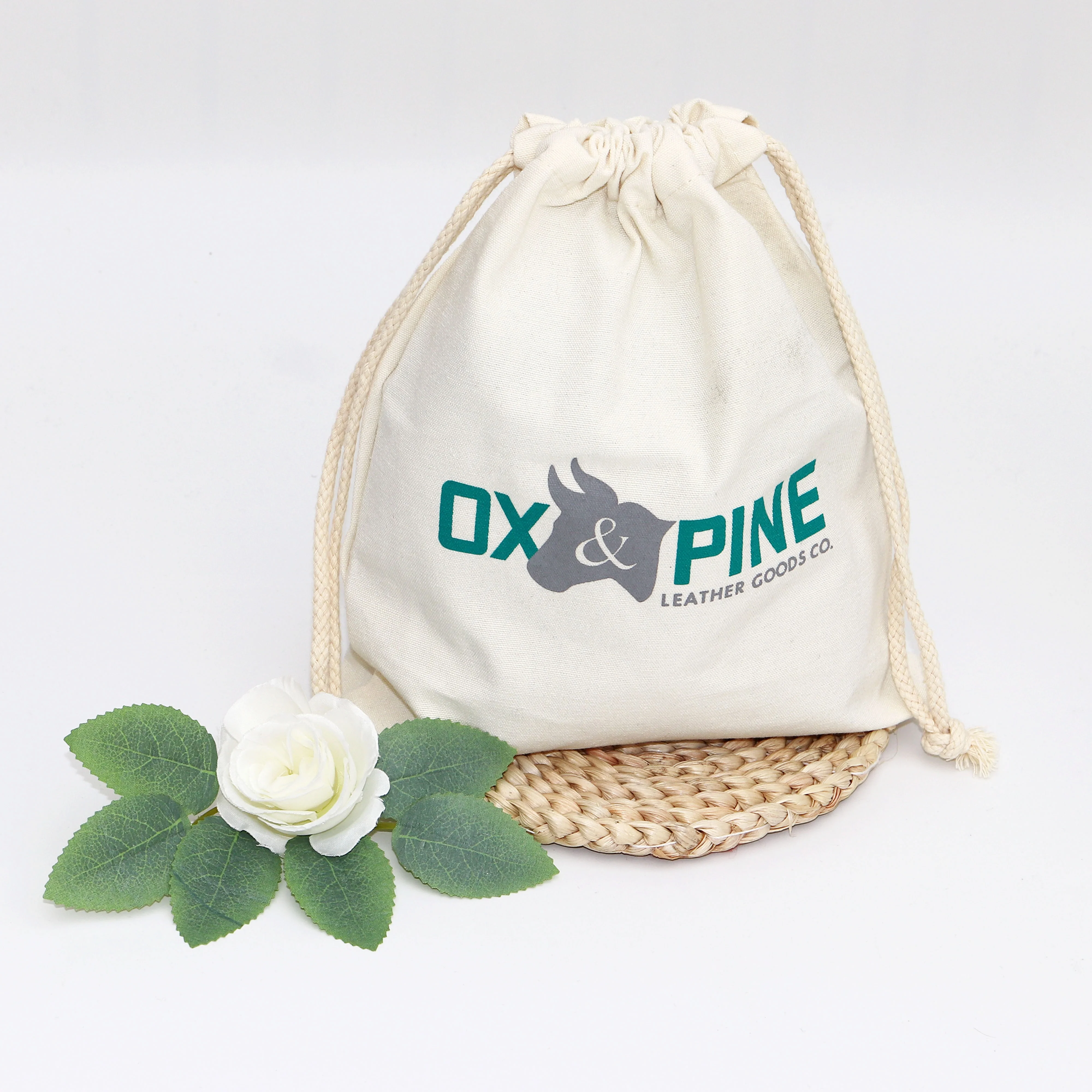 Custom Large White Natural Canvas Cotton Drawstring Satin Packaging Pouch for Clothing handbag shoe wig caps packing dust bags