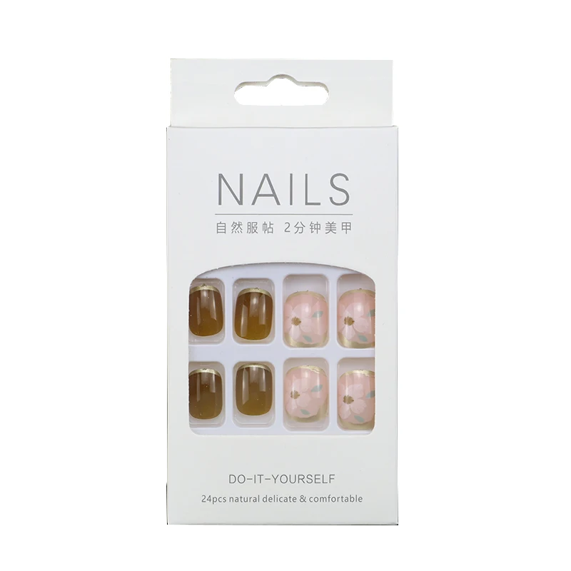 Cheap Price 24pcs Nail Press on Short Printed Bulk Nails Artificial Fingernails for Woman Fancy