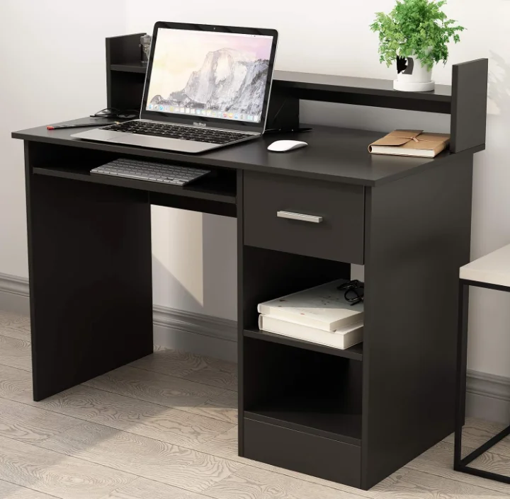 Office furniture study office study computer table desk table with double bookcase book shelf white for home office