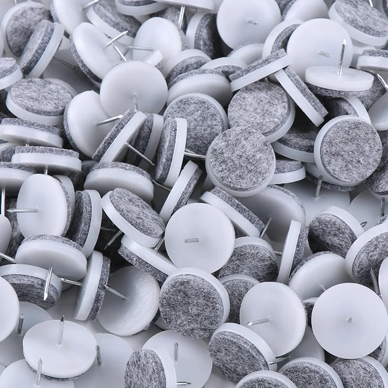 Customized Round Heavy Wooden Furniture Chair Leg Feet Pads Furniture Felt Pads with Nail on Slider Glide Felt Desk Pad