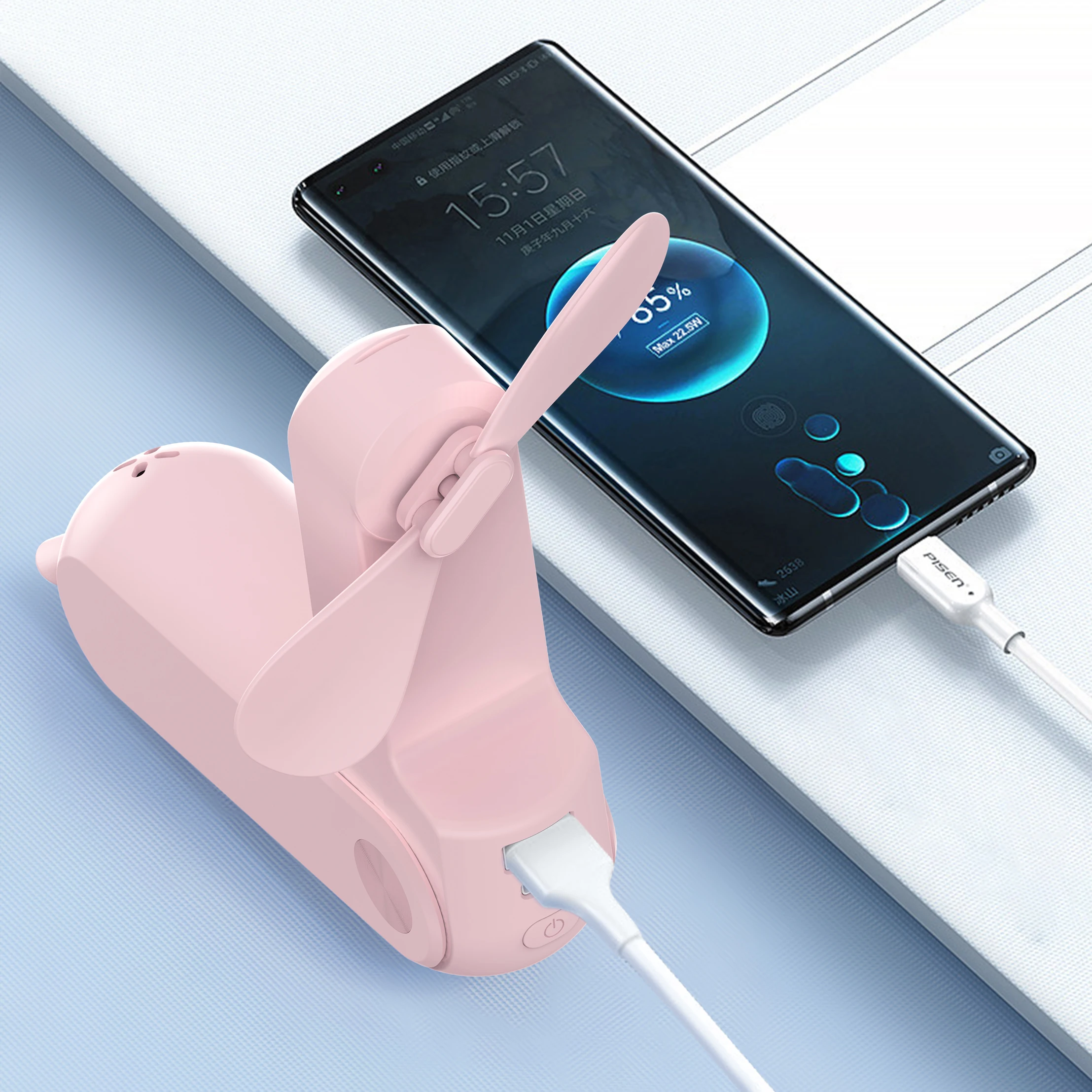 3 in 1 4800mAh Mini Fan with Power Bank Flashlight Feature Portable USB Rechargeable Small Pocket Fan Hand Fan