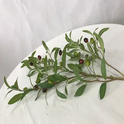 E-3057 High Quality China Indoor Real Touch Leave Pe Stem Artificial Olive Branch With Olive Fruits
