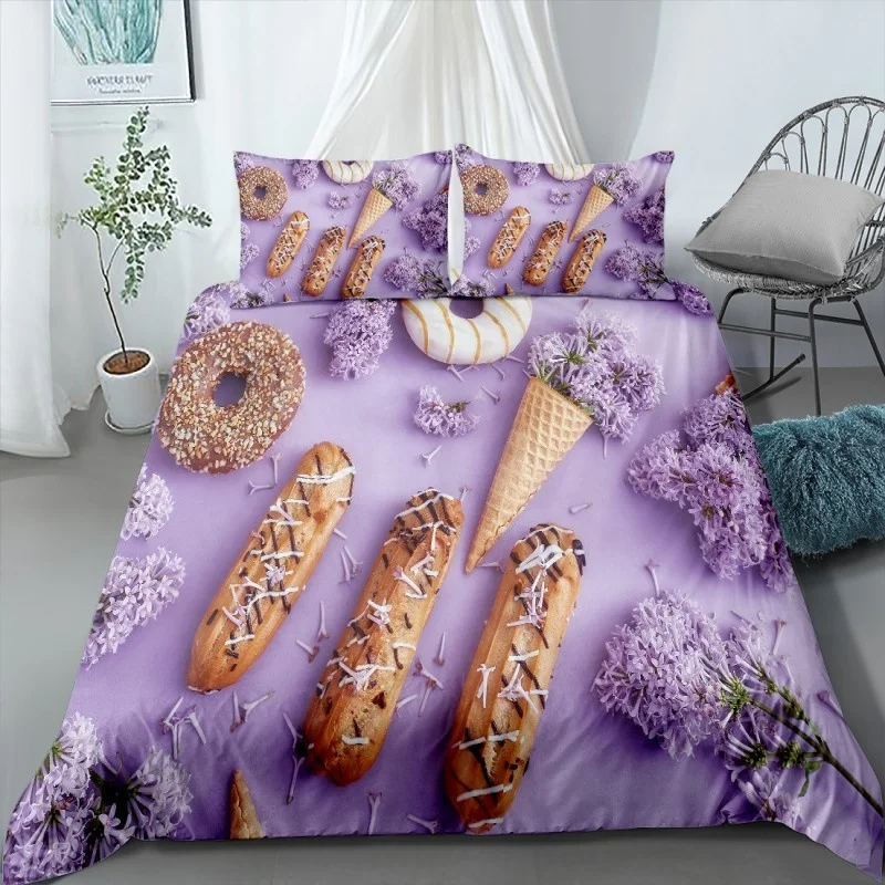 
Birthday cake 4 Pcs Bedsheets 100% Cotton Bedding Comforter Sets with pillowcase for home decor 
