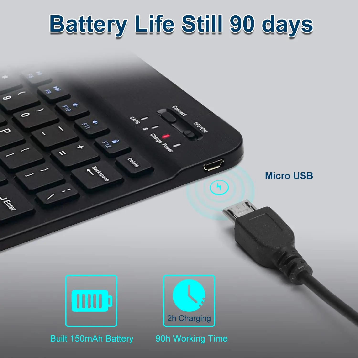 custom arabic keyboard portable office mini bluetooth wireless rechargeable keyboard with usb port  for tablet