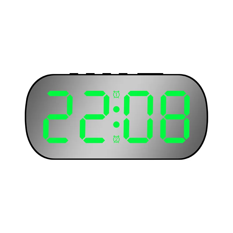 Large Snooze Table Automatic Backlight Mirror Thermometer Electronic Quartz LED Desktop Alarm Clock with Calendar Feature