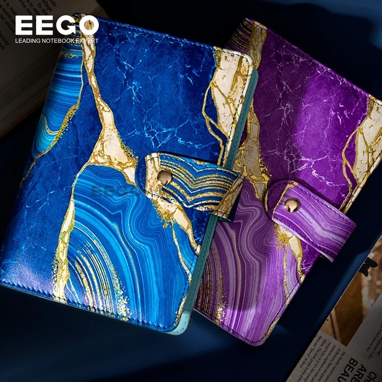 Top Sales Wholesale fancy note book A6 Ring Binder Budget PU Leather Hardcover Planner Custom Printing Journal Notebook