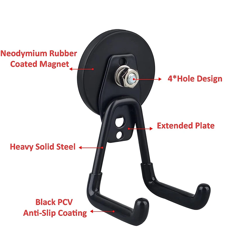 Heavy Duty Storage Utility Magnet Hooks with Anti-Slip Coating
