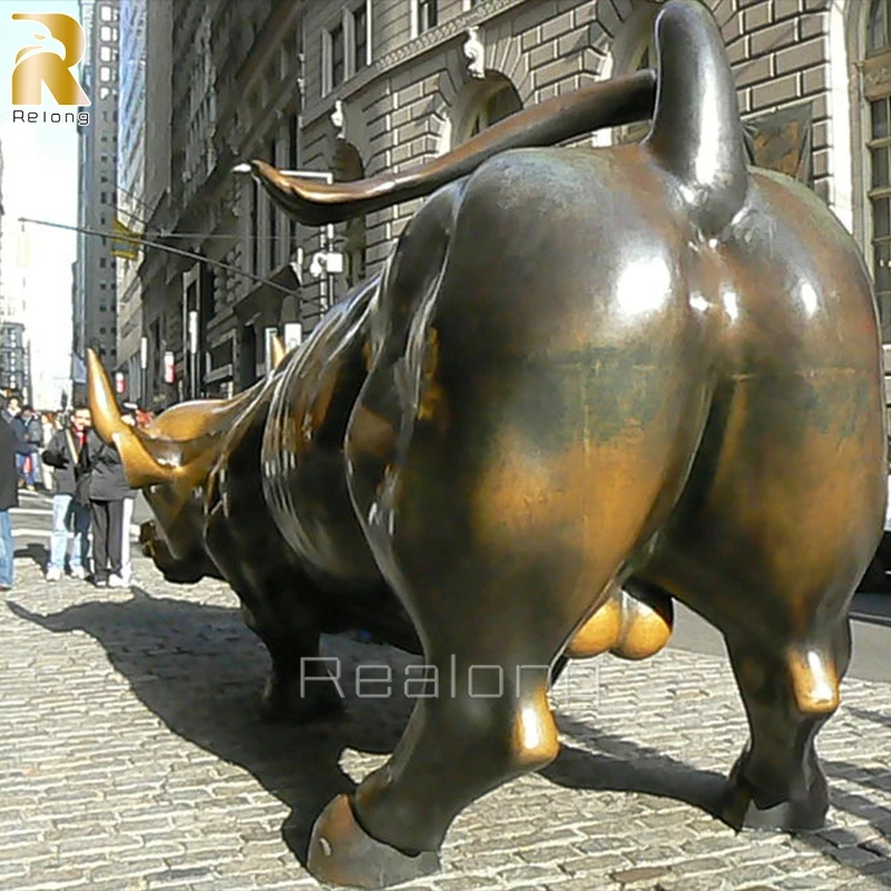 Famous High Quality Life Size Wall Street Bronze Bull Statue Sculpture