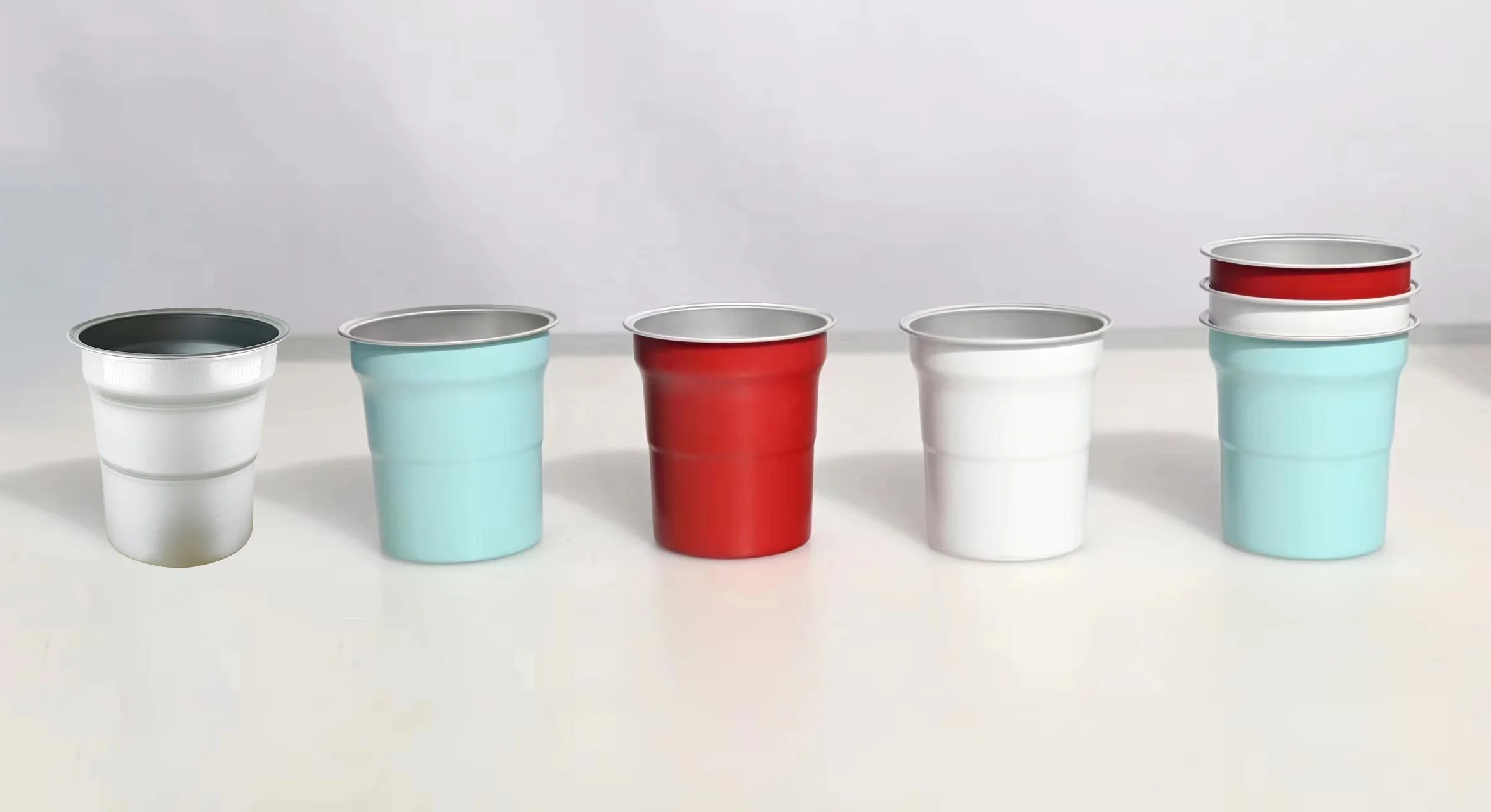 Customized logo/size disposable coffee and beer drinking cup outdoor camping reusable colored aluminum cold cup party cup