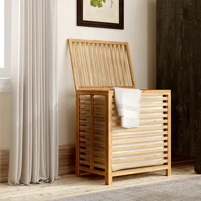 Bamboo Laundry Hamper 100L Dirty Clothes Storage Basket with Lid Liner and Handles