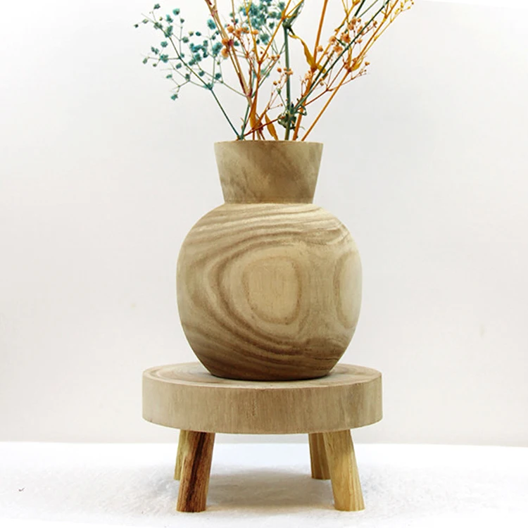 Farmhouse Wooden Vase For Home Decor,Rustic Wood Vases For Decor Table Centerpiece,Vintage Wood Vases For Dry Flower,Succulents