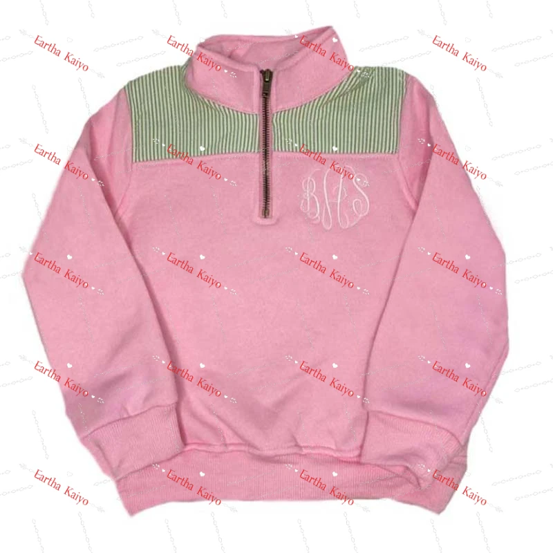 wholesale quarter zip pullover sweatshirt custom cotton fleece jackets color block winter kid sweatshirts