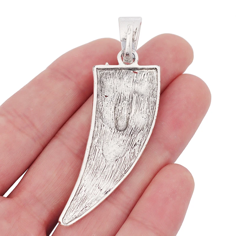 
Antique Silver Large Wolf Head Tooth Teeth Charms Pendants for Necklace Jewelry Making Findings 74x22mm 