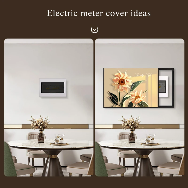Modern Sunflower Wall Art Covering Electric Meter Box Decoration Paintings Aluminum Alloy Frame Hidden Switch Box home Decor