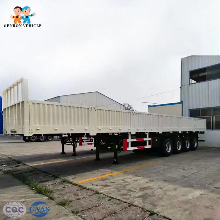 Promotional 3-axis side down flat half trailer 60 tons cargo trailer