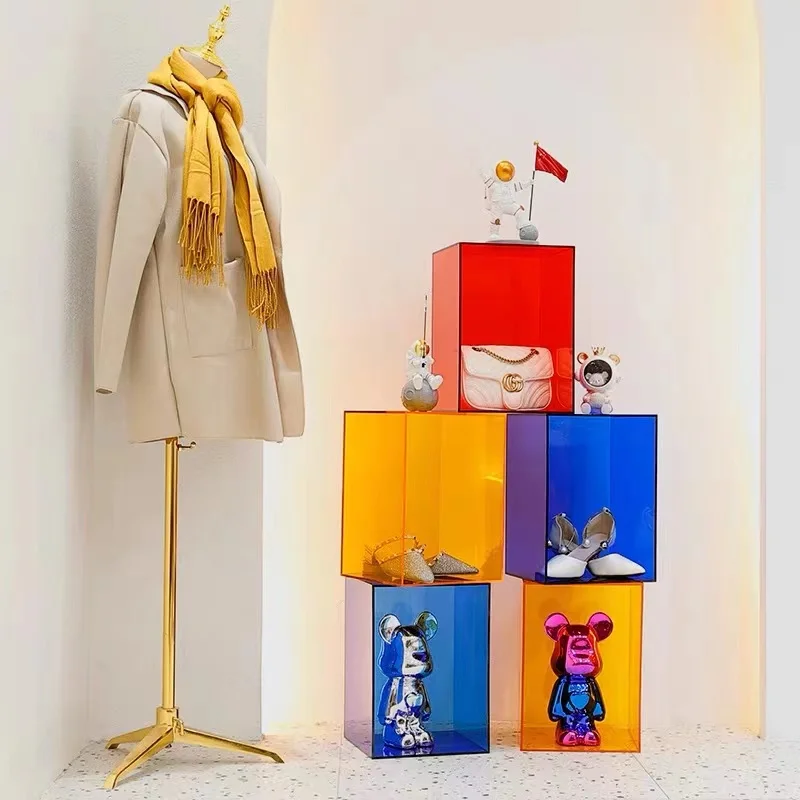 Transparent 3mm Thick Acrylic Box for Store Display round Window Table for Shoes Bags Toys Figurines Dust Cover Floor Style