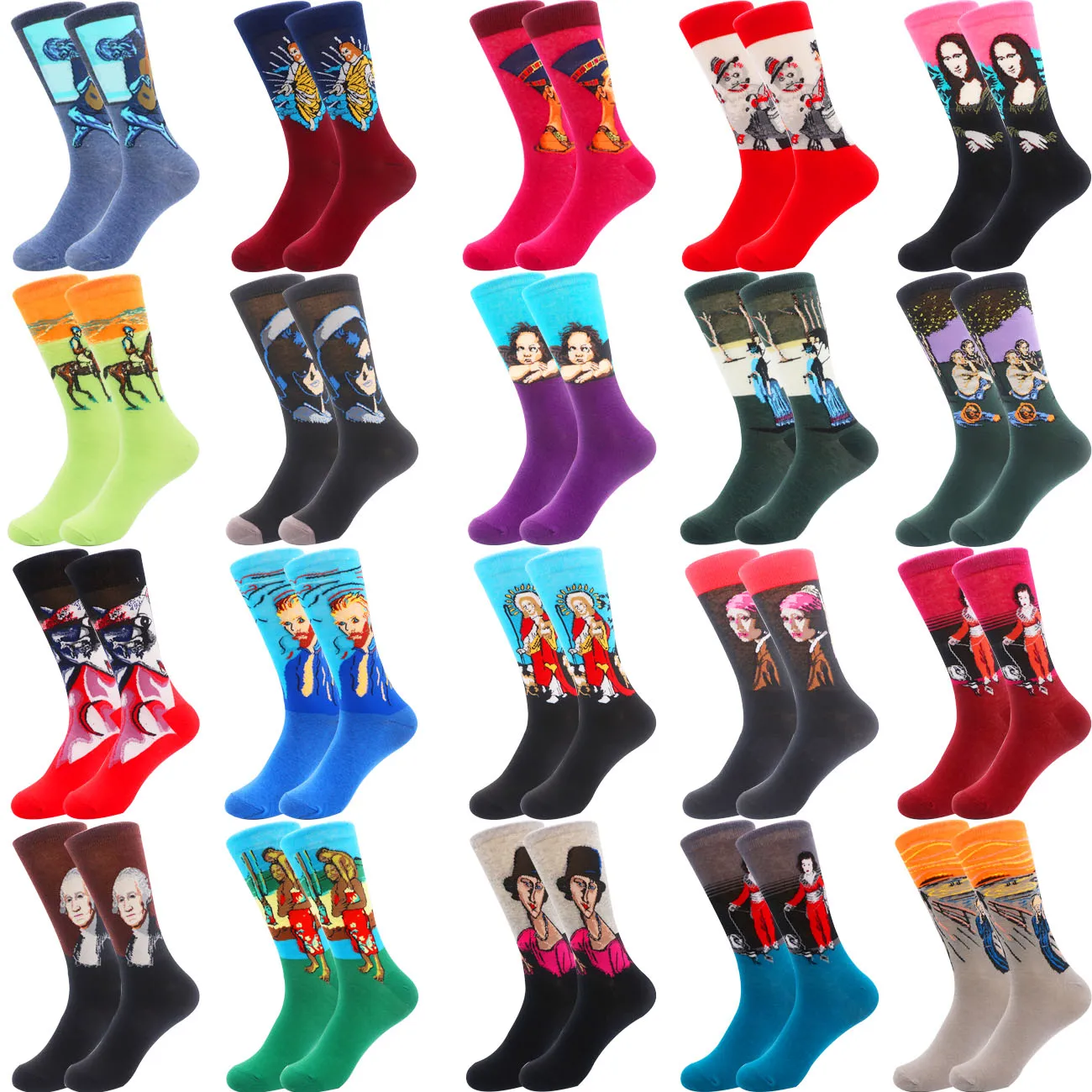 2022 Hot Sale Wholesale Custom Happy Socks Art and Famous Oil Painting Series Male Socks Fashion Socks