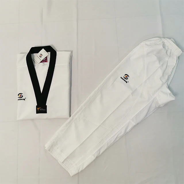 WTF cotton dobok taekwondo uniform with custom logo embroidery