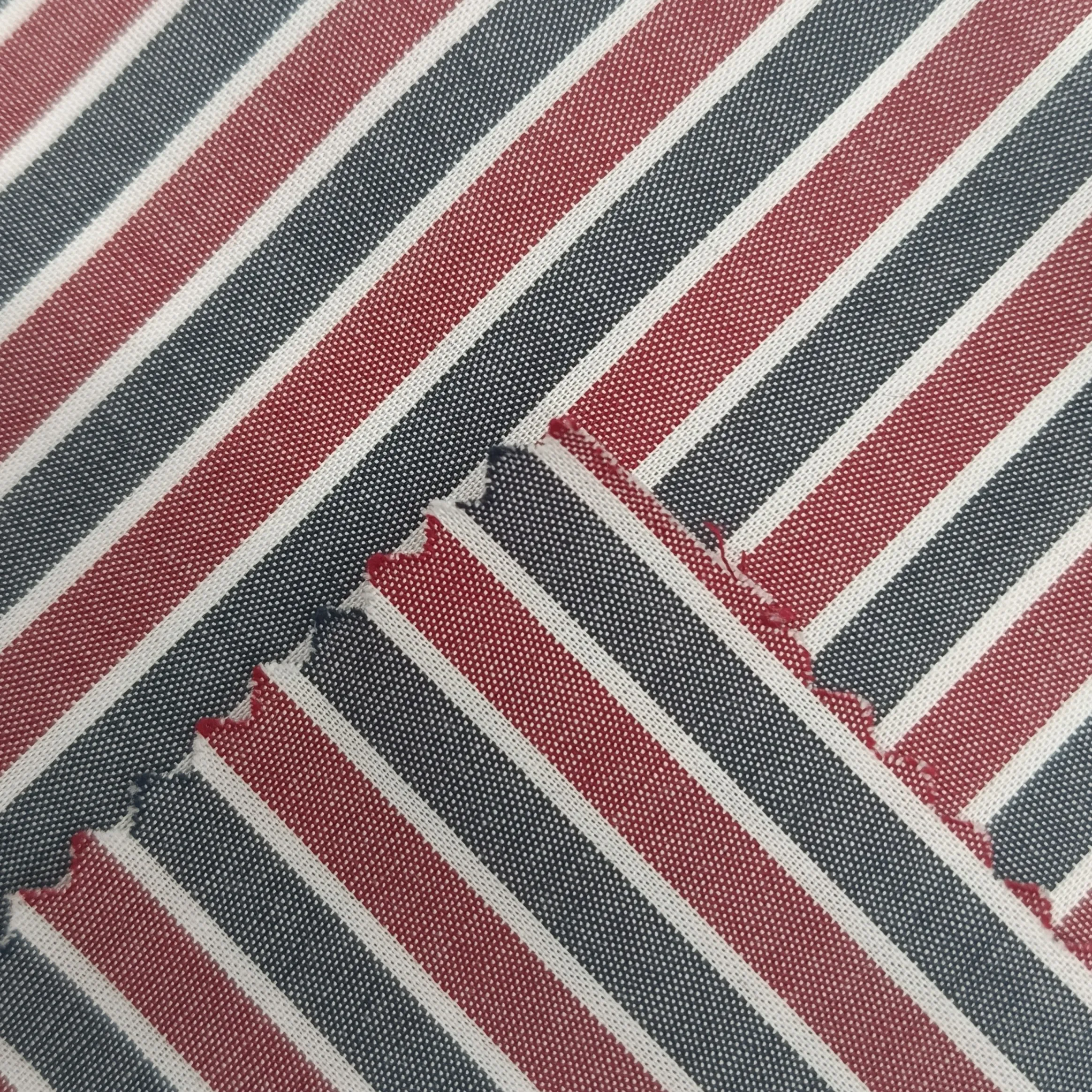 Red and blue stripe yarn-dyed 100% cotton fabric for shirt colour striped fabric