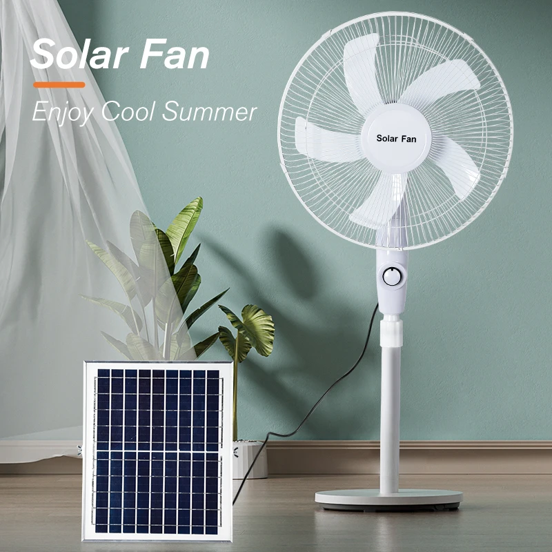solar fan rechargeable With solar panel Output USB LED light battery remote control