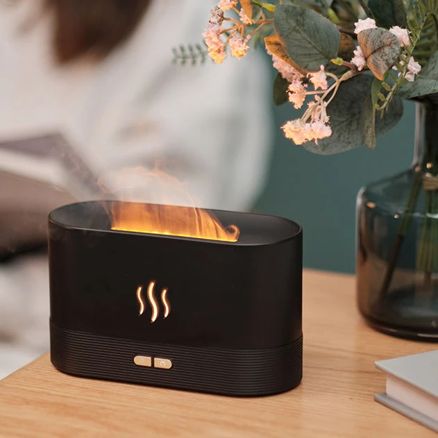 Dropshipping Ultrasonic Air Humidifier Purifier Usb Flame Aroma Diffuser Use Home Fire Light Flame Humidifier