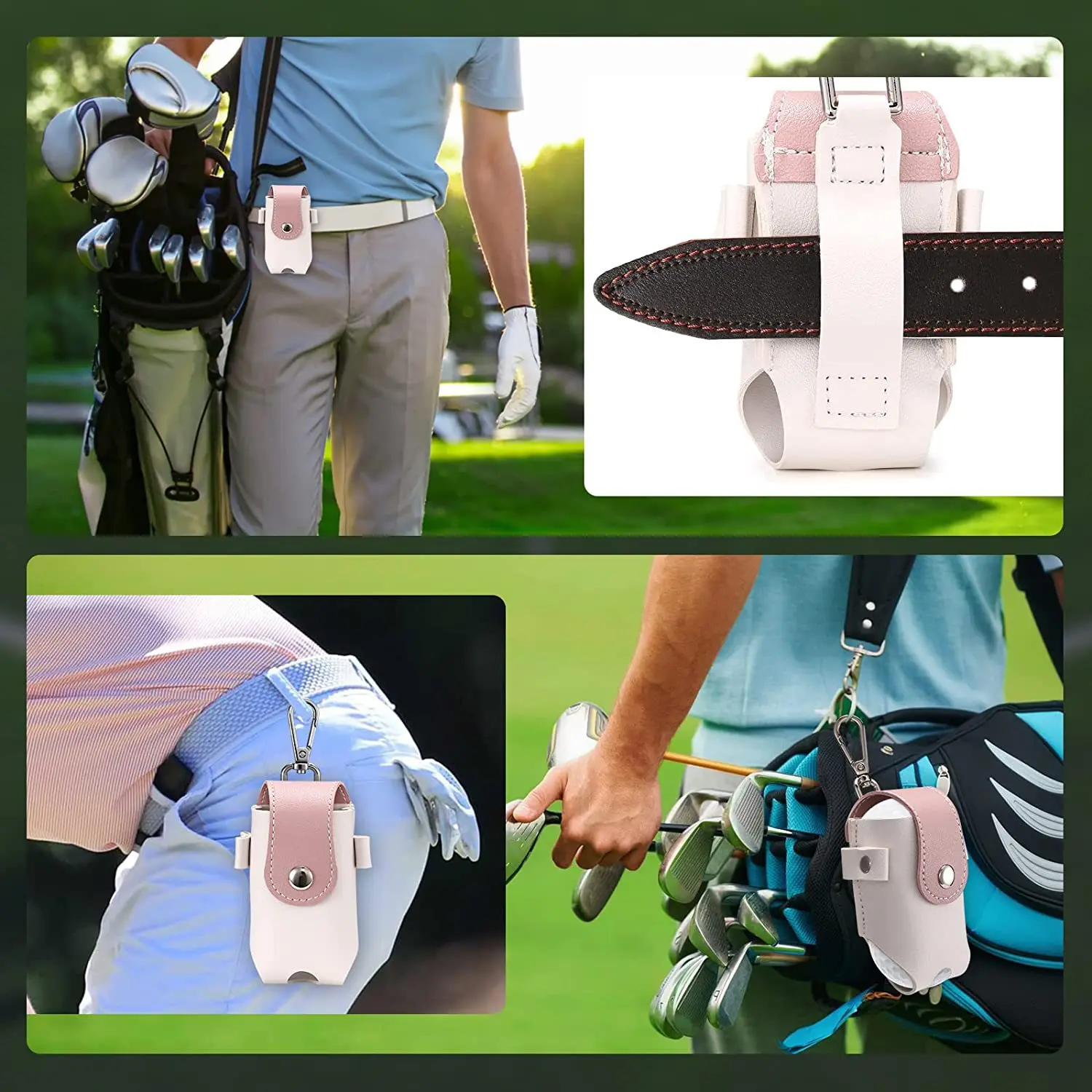 Wholesale Single Golf Bags Fanny Pack PU Leather Outdoor Sports Golfball Carry Pouch Portable Golfbag Cover Waist Bags
