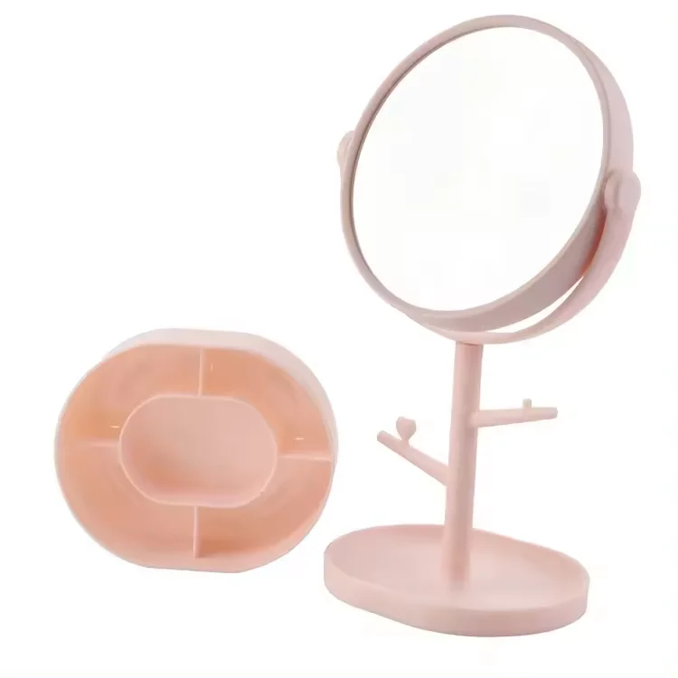 Fashion Table Makeup Mirror with Storage Case for Cosmetics