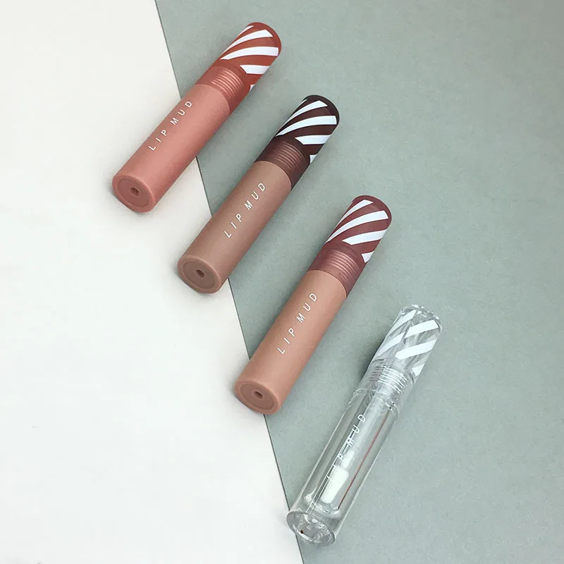 Custom Pink Color Clear Lipgloss Containers Tube Screen Printing Plastic Lip Gloss Tubes With Big Brush Big Wand