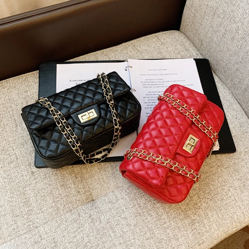 2024 New Fashion Ladies Quilted Handbags Double Chain Hot Design Bags With Chains Shoulder Luxury Purses Stylish Women Hand Bags