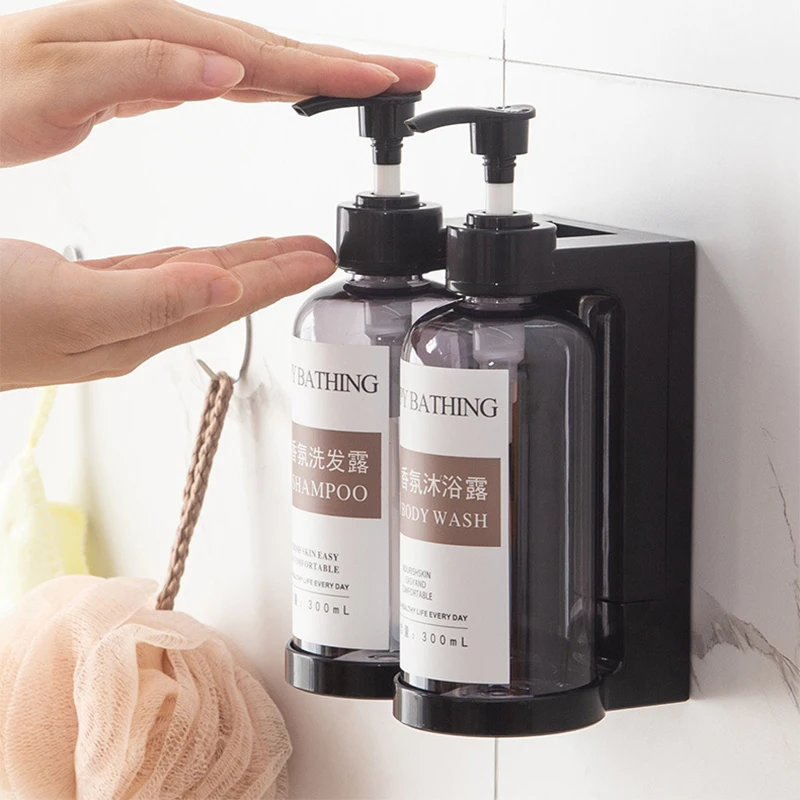 Hotel Wall Mount Soap Bispenser Bathroom Manual Press Shampoo Shower Gel Liquid Soap Bottle Punch-Free Bathroom Hand Wash Bottle