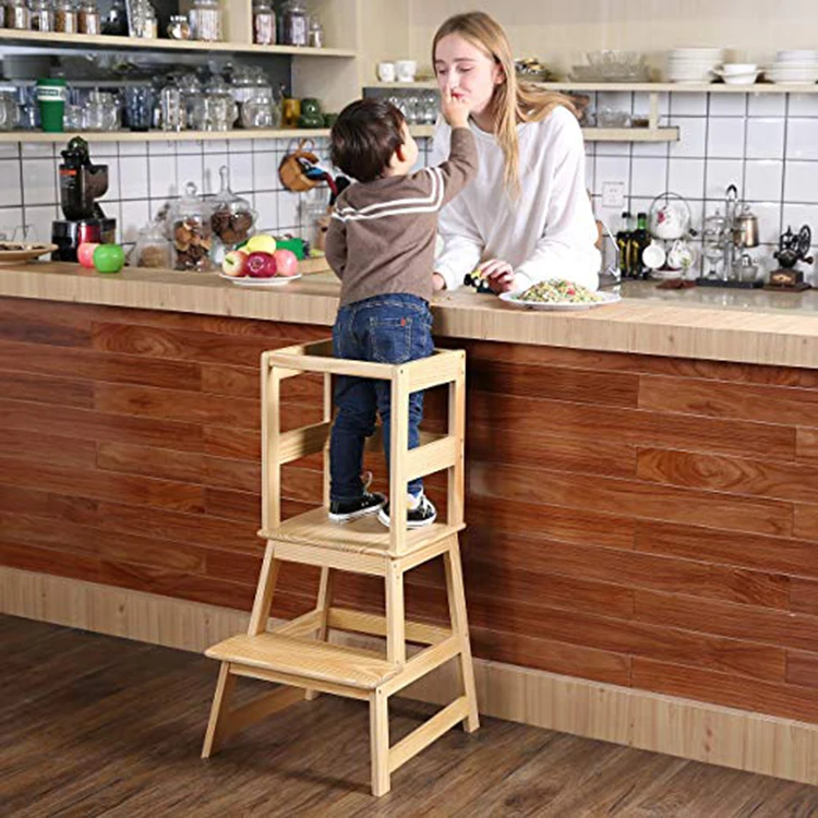 Wholesale Custom Montessori Learning Tower Height Kitchen Kids Adjustable Step Stool For Children