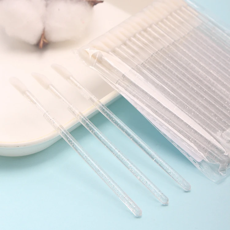 Plastic Crystal Makeup Brush Lint Free Goworth 200Pcs/Set Comfortable Soft Disposable Blending Lip Gloss Brushes With Opp Bag