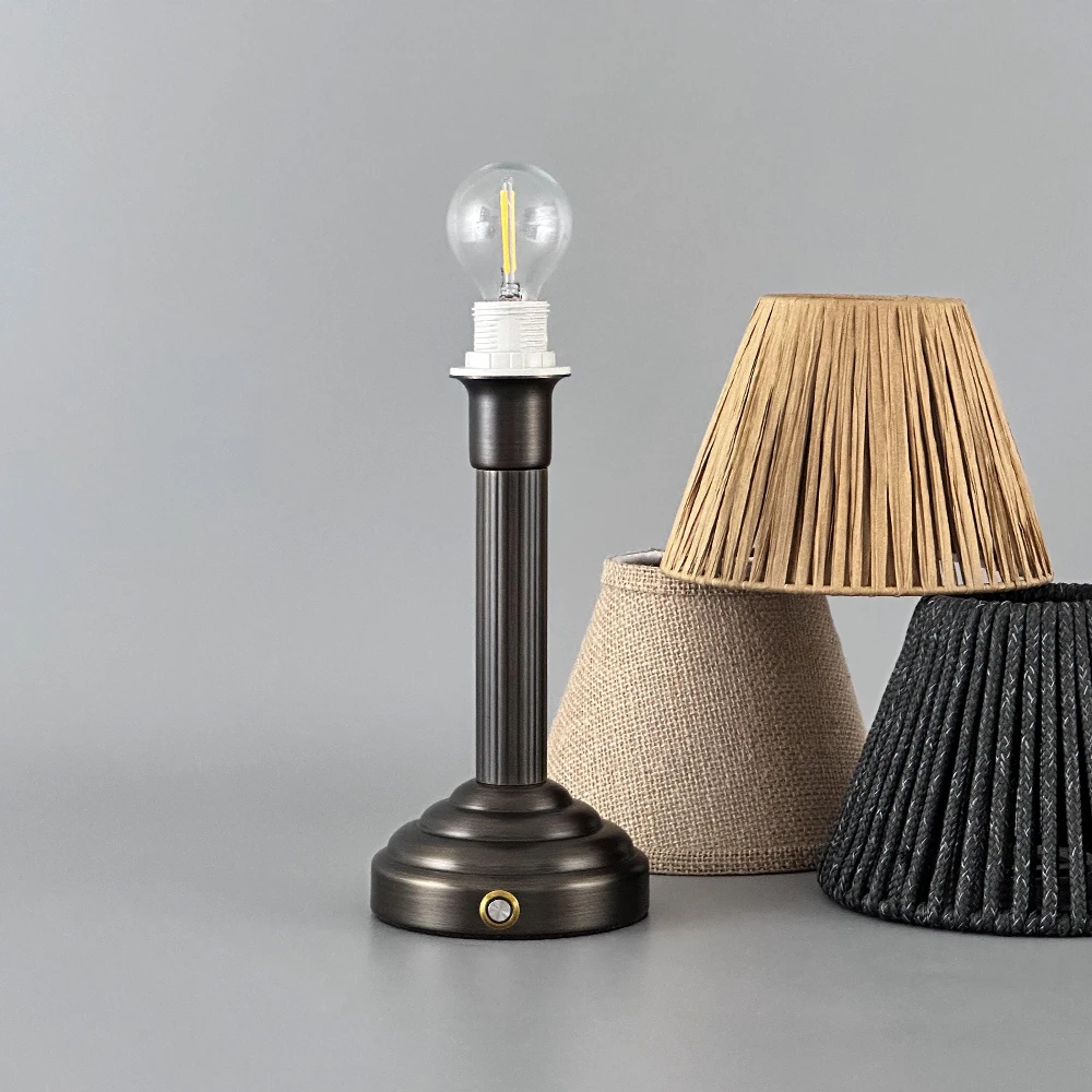 2700K Art Decor Lighting E14 Battery Table Lamp Retro Restaurant Desk Mood Lamp Rechargeable Bedroom Fabric Table Lamp