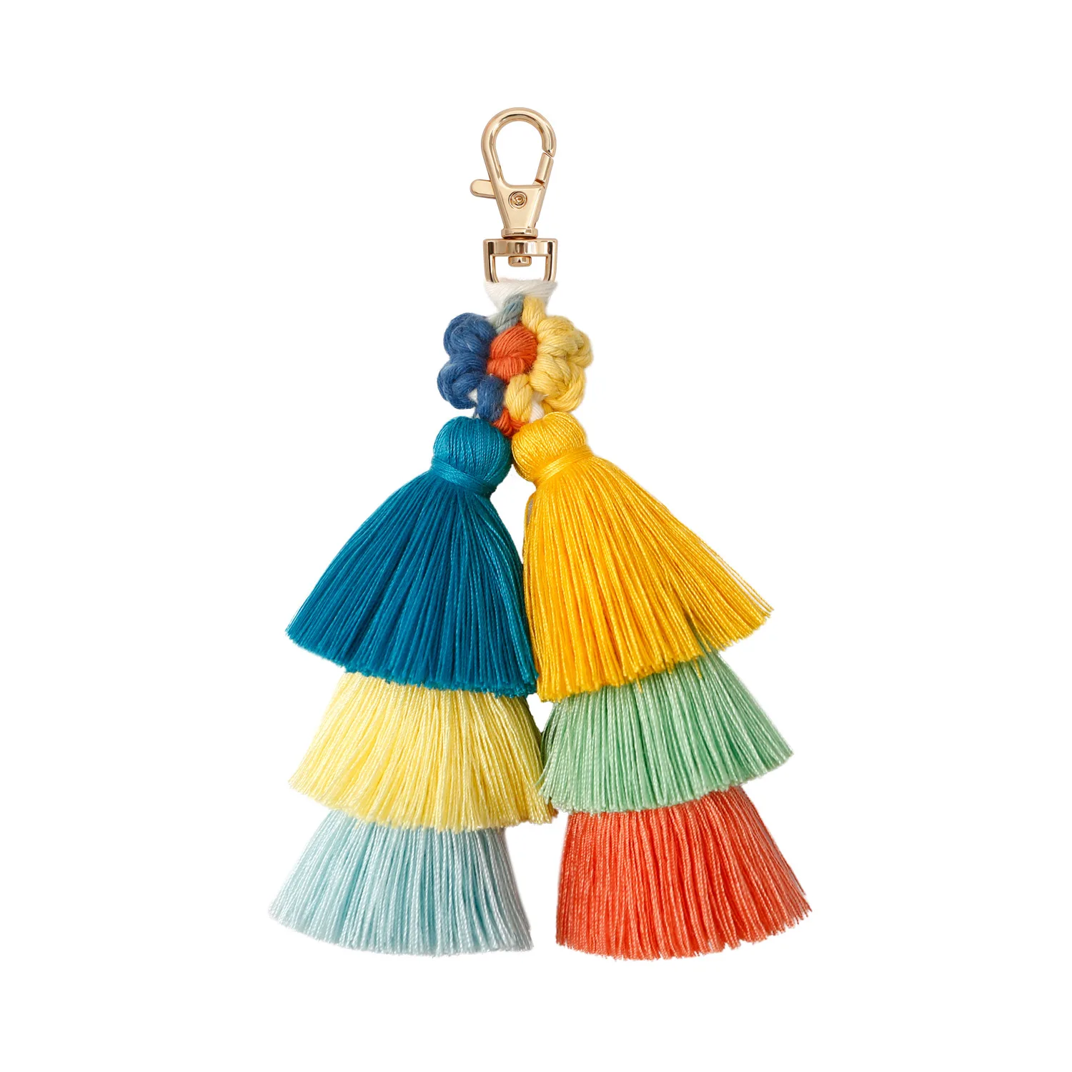Bohemian Multicolor Handmade Layered Tassel Keychain Simple Key Ring Fit Women Girls Handbag Accessories Jewelry Gift