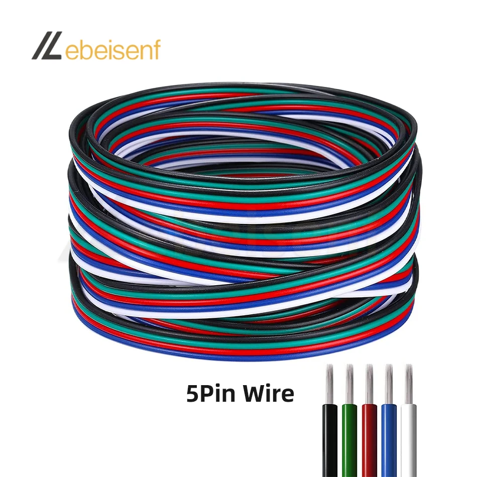 10m/Lot 2-Pin 3-Pin 4-Pin 5-Pin LED Wiring Cables 22 AWG Extension Wire PVC insulated Conductor Parallel Electric Cable Cord
