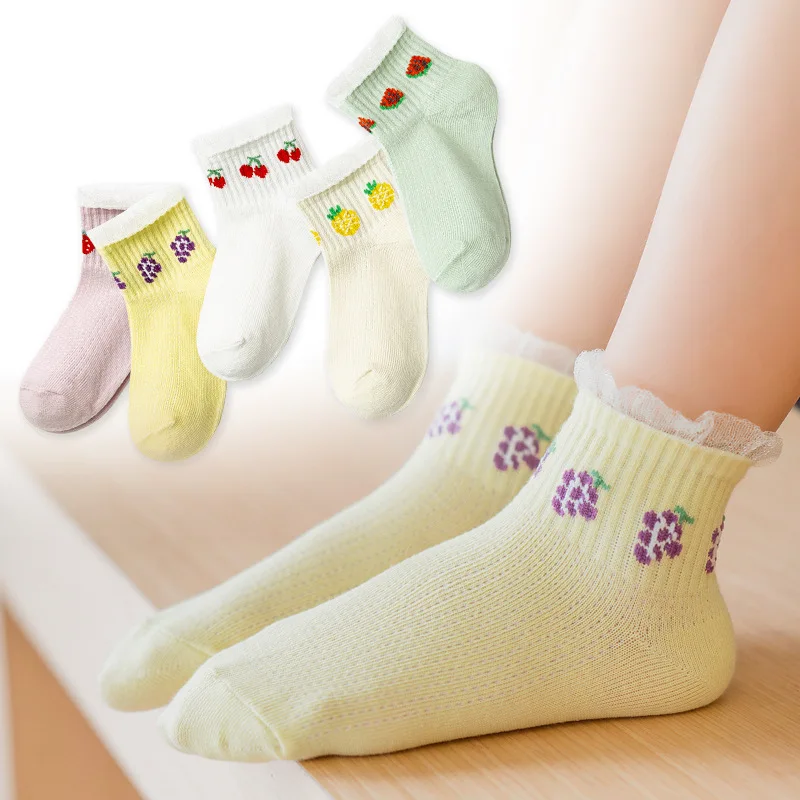 Оптовая продажа, летние новые тонкие сетчатые квадратные детские носки, дышащие цветные детские короткие носки-трубы