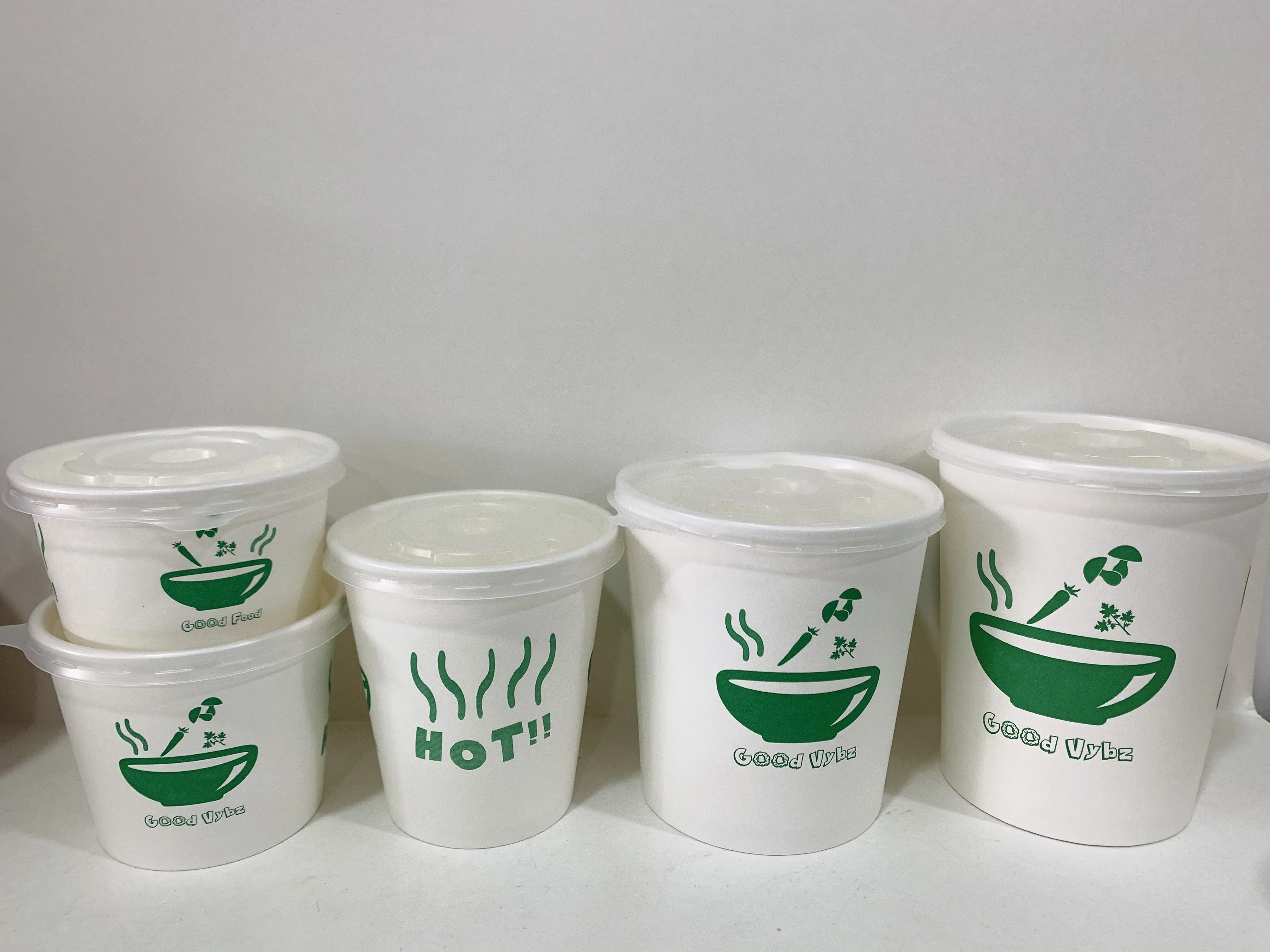 Food Grade Higher Quality Take Away Bowl and White Paper & Pp Lid Custom Dimension Packing Food Single Wall Fast Food ,salad