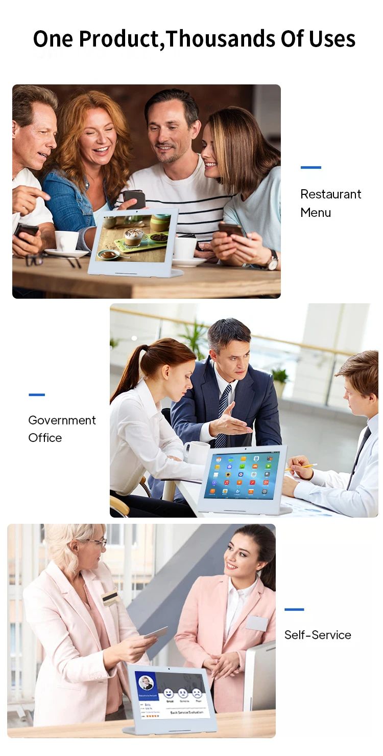 10.1 Inch L-Shaped Tablet PC with 2+16GB RK3288 Touch Screen Desktop Stand Restaurant Use Video Advertising Media Also Elevators