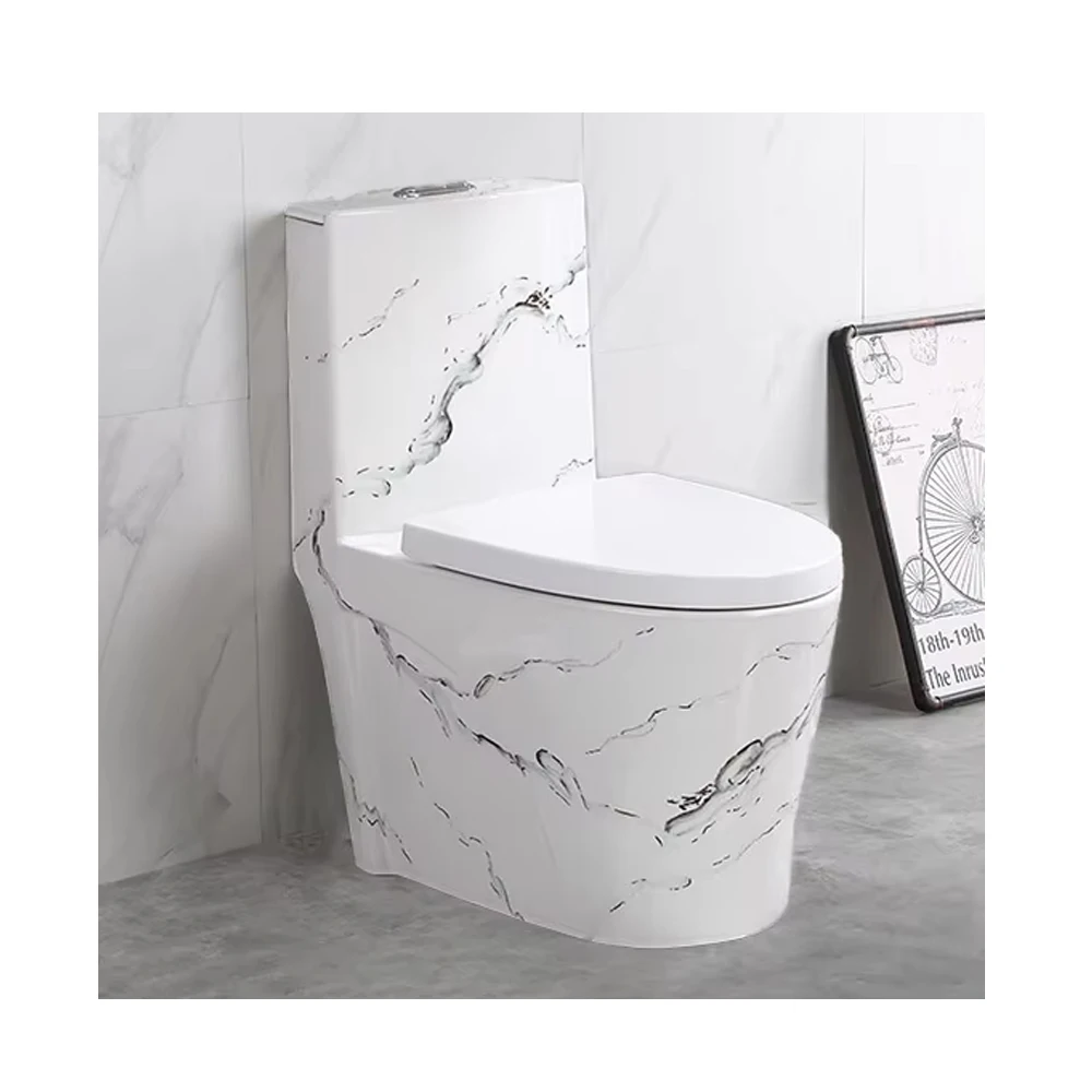 Factory bathroom marble one piece toilet commode sanitary ware ceramic elongated washdown wc toilet