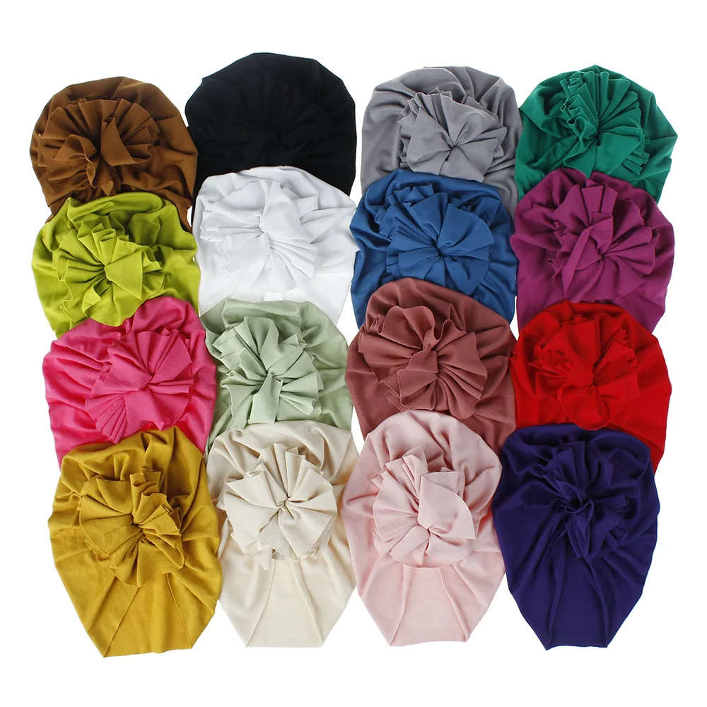 4248 Baby Headband Accessories Newborn Infant Kids Boy Girl  Turban Knot Cotton Beanie Hat Flower Solid Soft Head wraps