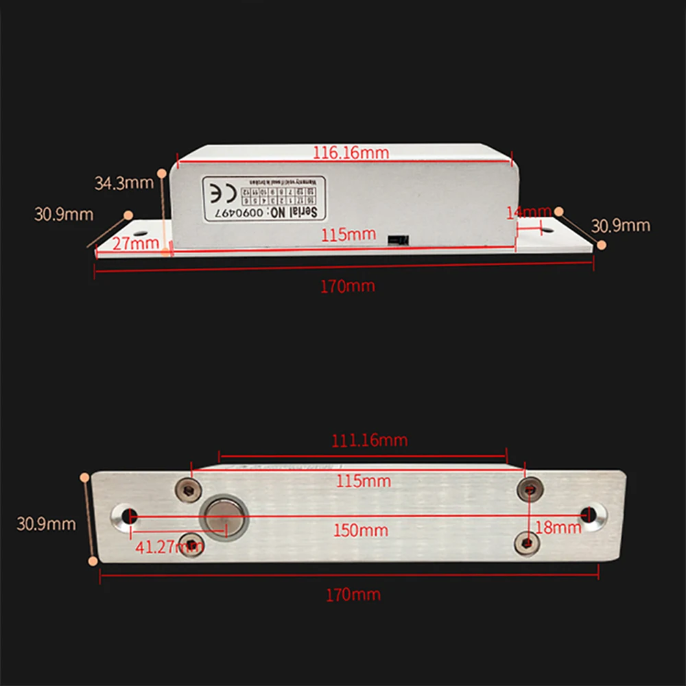 Mini Electric Bolt Lock Access Control System Electric Mortise Four-wire Low Temperature/Time Delay Glass Door DC 12V NC