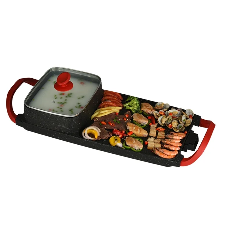Factory wholesale smokeless korean table top grill pan Electric BBQ grill with pot