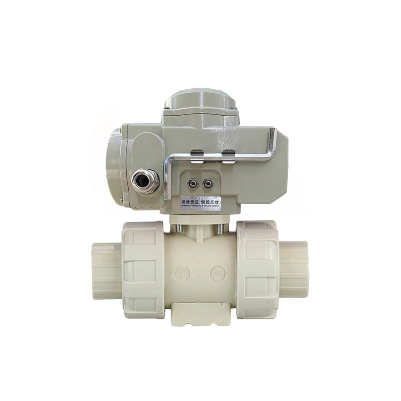 2 inch 0-10vdc Regulating 220V AC Double Union PPH Socket type electric motorized Ball Valve