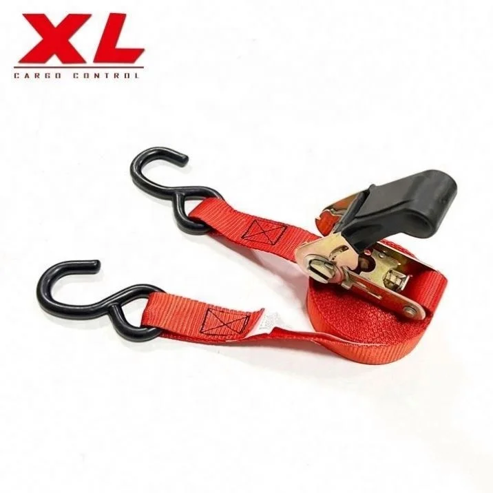 heavy duty logistics straps 1 inch ratchet tie down cargo strap with s hook