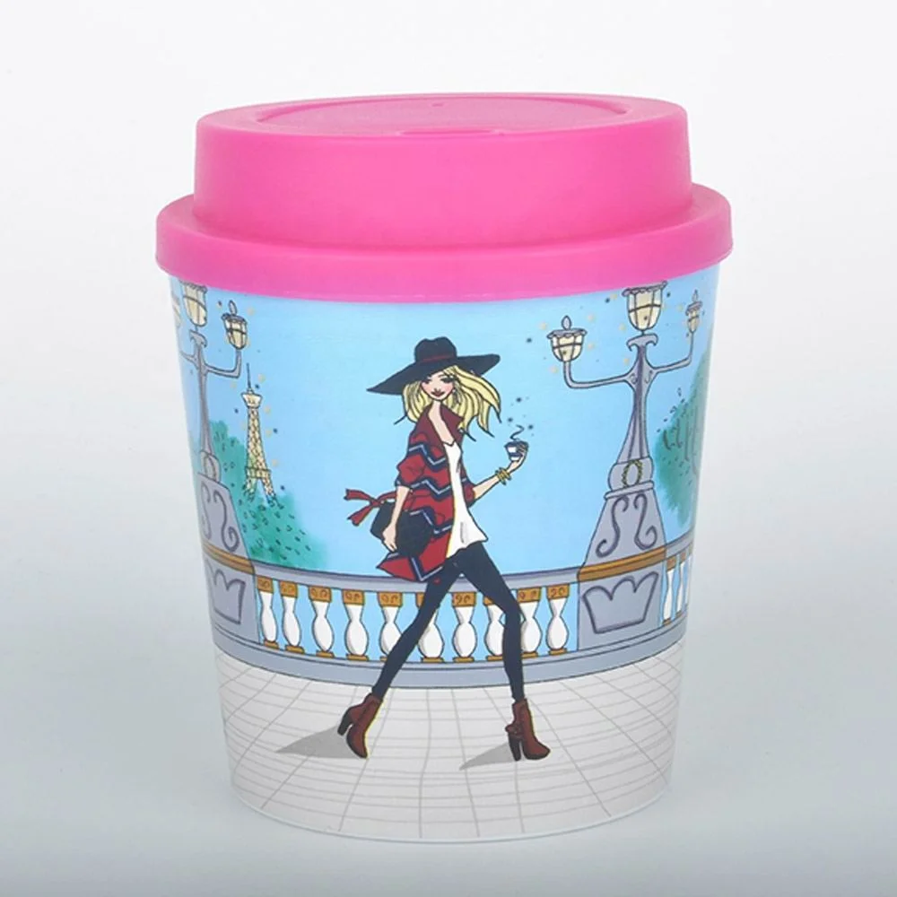 BPA free Mini 9 oz Plastic Coffee Cup Custom Logo Printing Reusable  Drinking Child Mug Take It To Go with Lids for Promotion