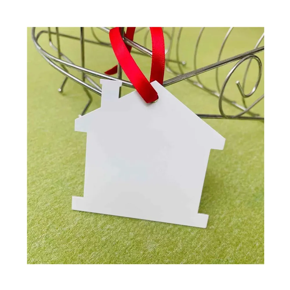 2024 Dalijia White Blank Personalized House Shape Sublimation Aluminium Christmas Ornament Metal Christmas Decoration Supplies