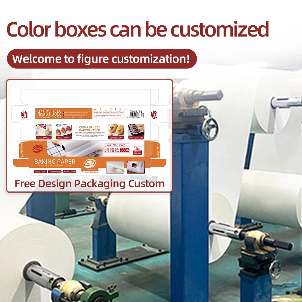 Manufacturer Custom Printed Logo Non Stick Baking Paper Roll 45cm / 30cm in 75m/100m Jumbo Rolls Parchment Bake Papers Sheet